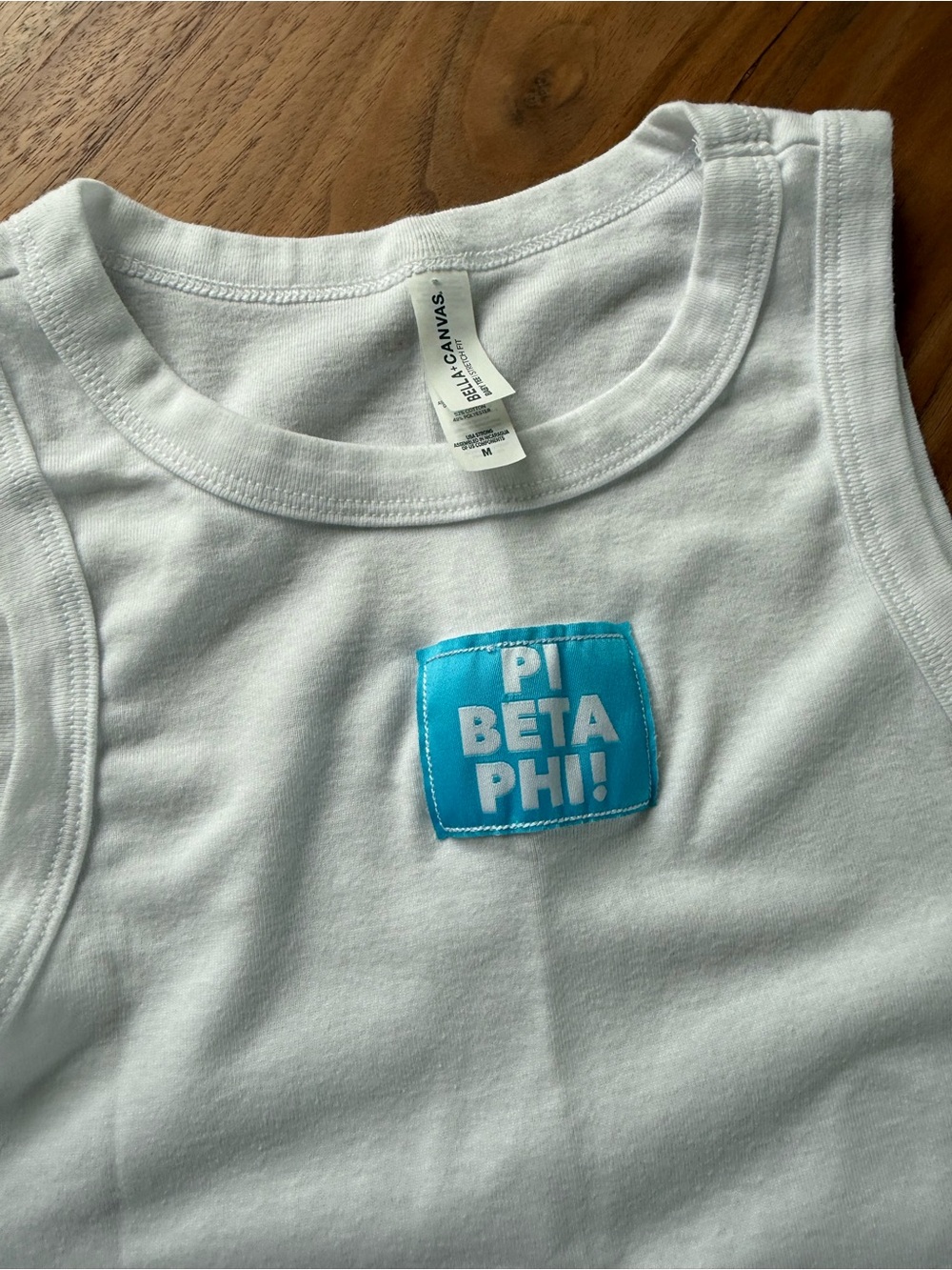 Pi Beta Phi White Ribbed Tank Top & Elastic Waist Shorts Set - Picture 2 of 5